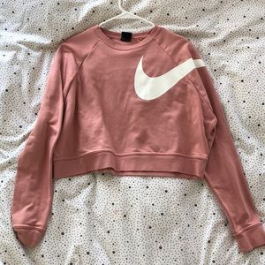 Nike pink cropped hoodie